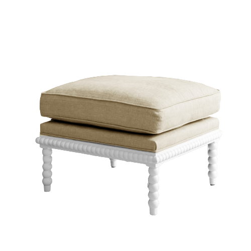 Bobbin Linen And Oak Ottoman