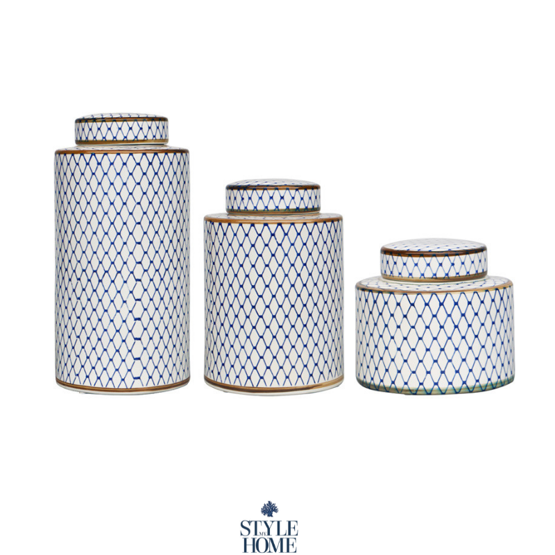 Nikita Blue And White Handpainted Jar - 3 Sizes