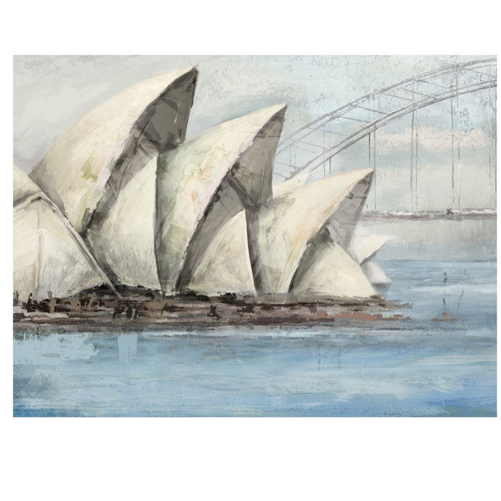 Sydney Harbour Canvas In Antique Silver Frame