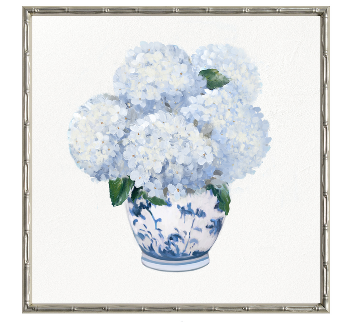 Hydrangea Bouquet 1 Small Canvas In Bamboo Champagne Frame