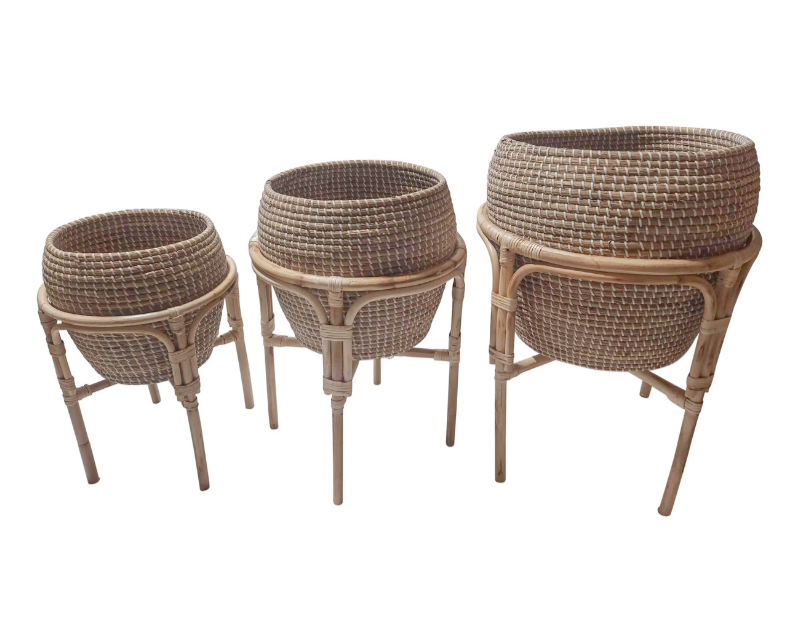 Homestead Rattan Plant Stands And Baskets