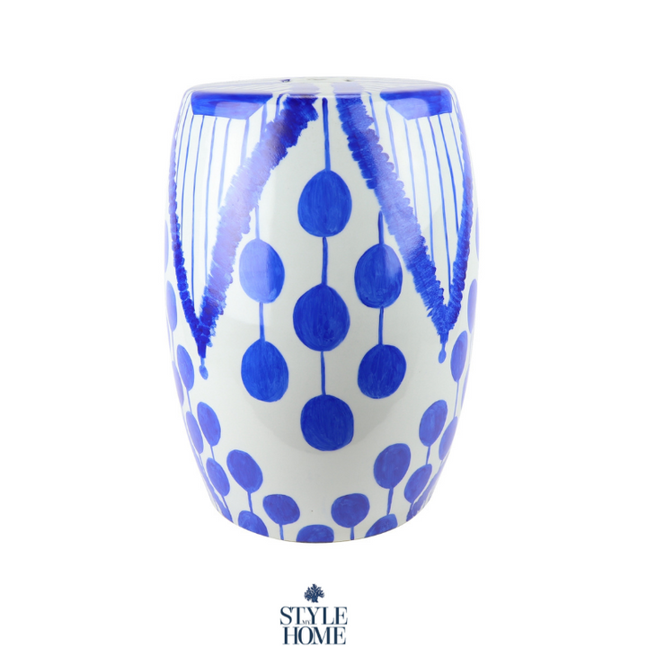 Contempo Ikat Hand-painted Ceramic Stool