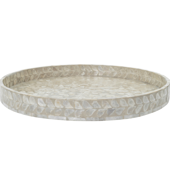 Vine Round Mother Of Pearl Tray- Neutral