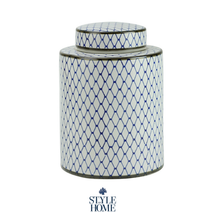 Nikita Blue And White Handpainted Jar - 3 Sizes