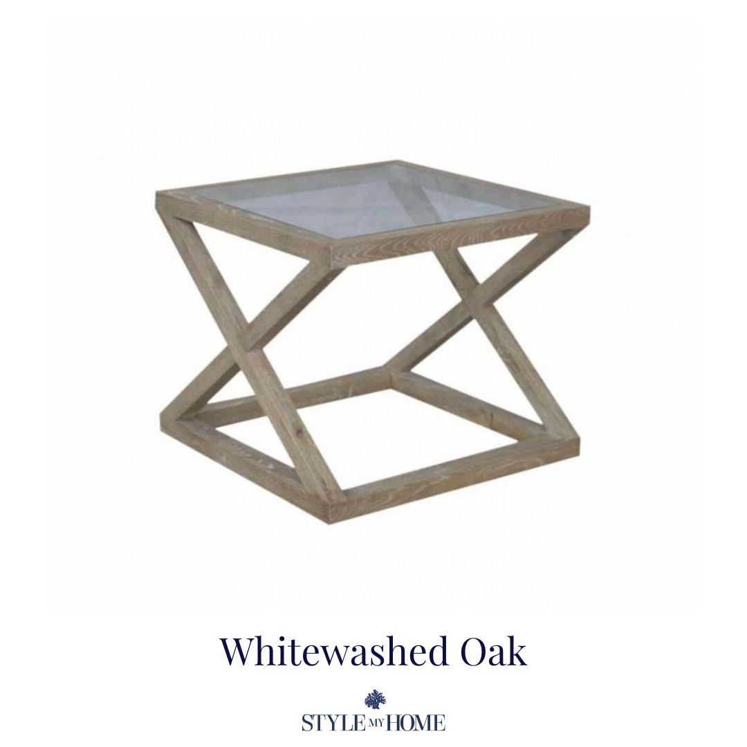 Joshua Oak And Glass Cross Leg Side Table