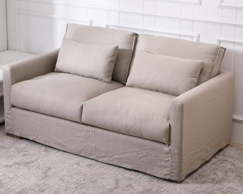 Coastal Hamptons linen slipcover sofa modern