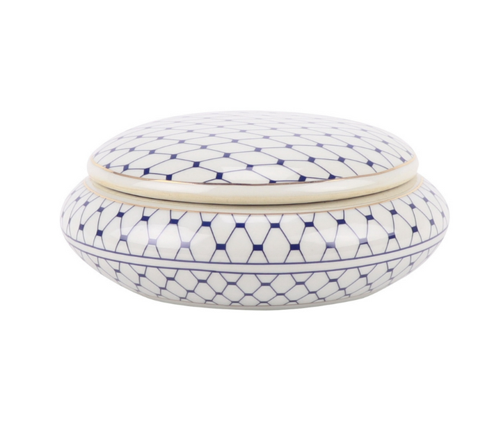 Interlace Round Ceramic Trinket Box 17cm