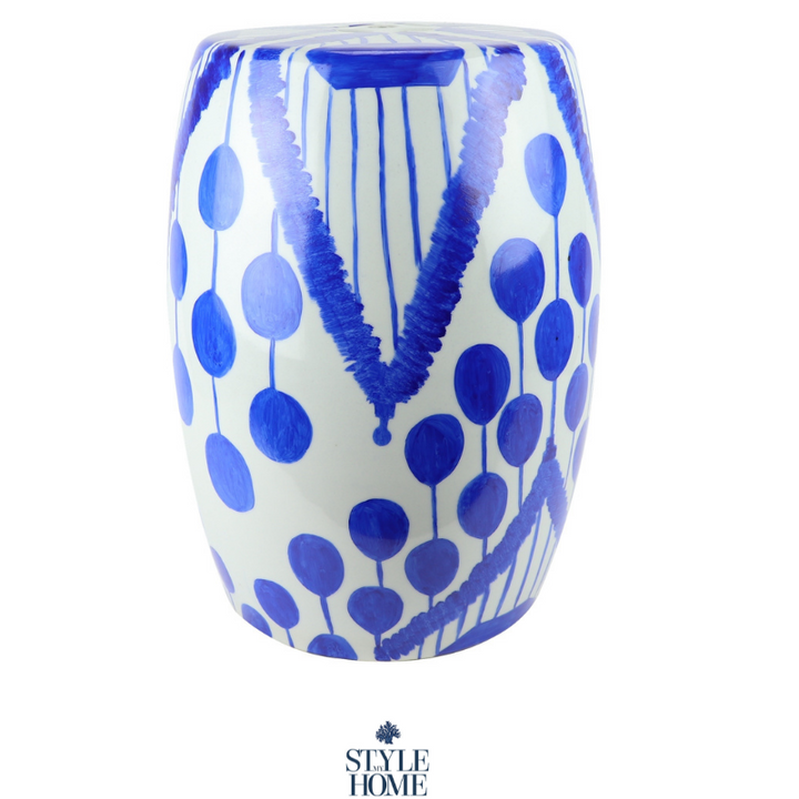 Contempo Ikat Hand-painted Ceramic Stool