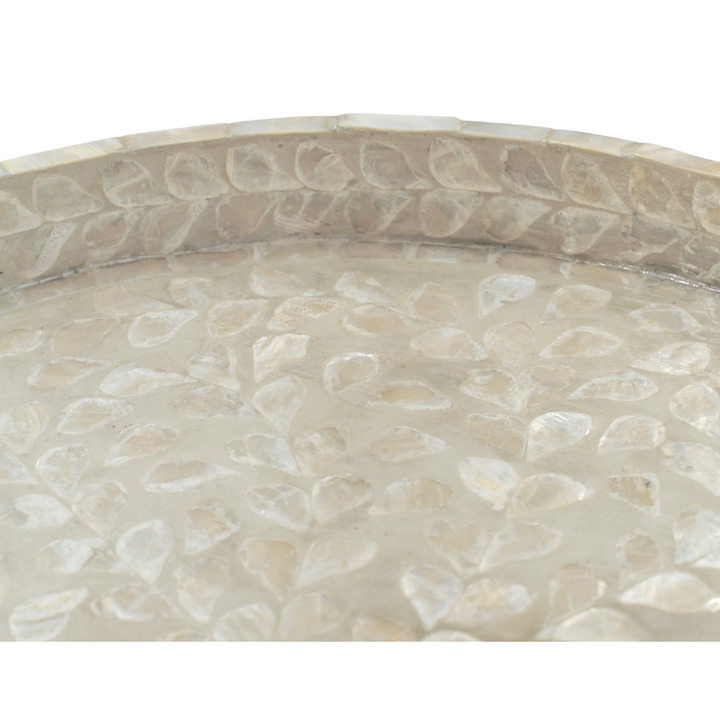 Vine Round Mother Of Pearl Tray- Neutral