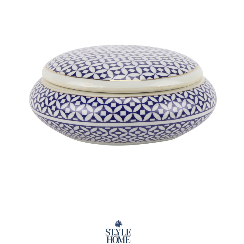 Royal Weave Round Ceramic Trinket Box 17cm