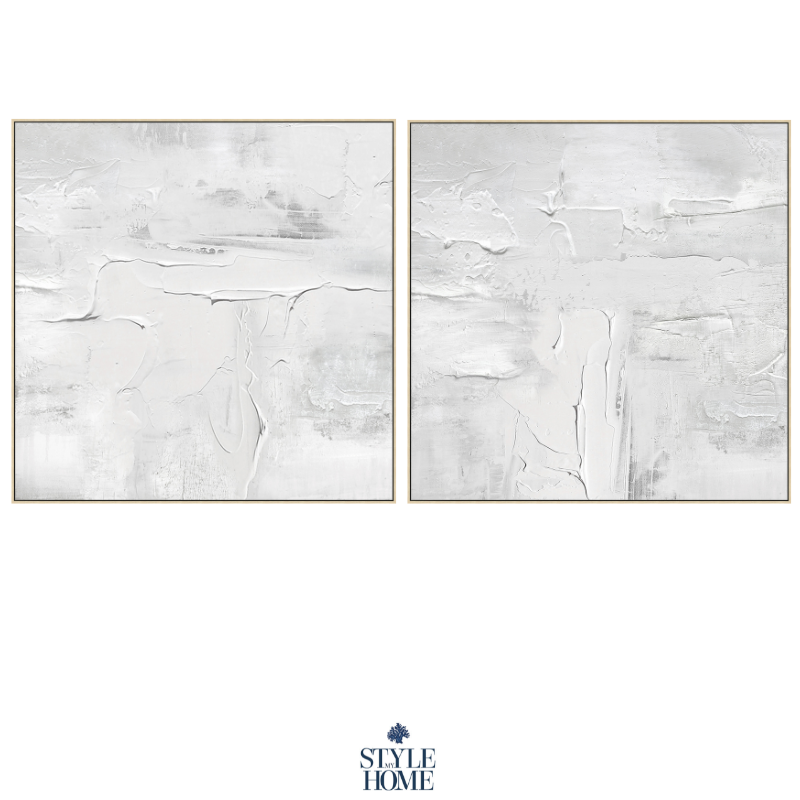 Abstract White 2 Canvas In Timber Frame