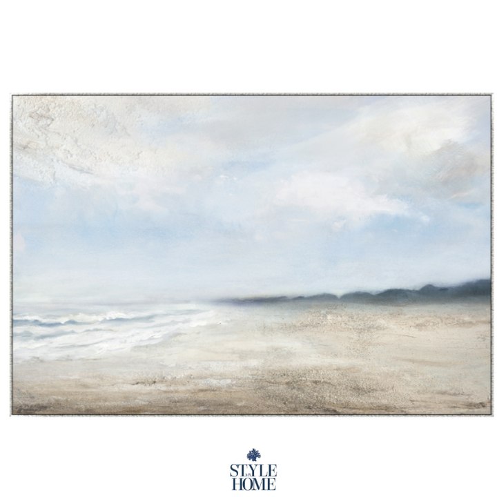 Coastal Landscape Canvas In Antique Silver Frame