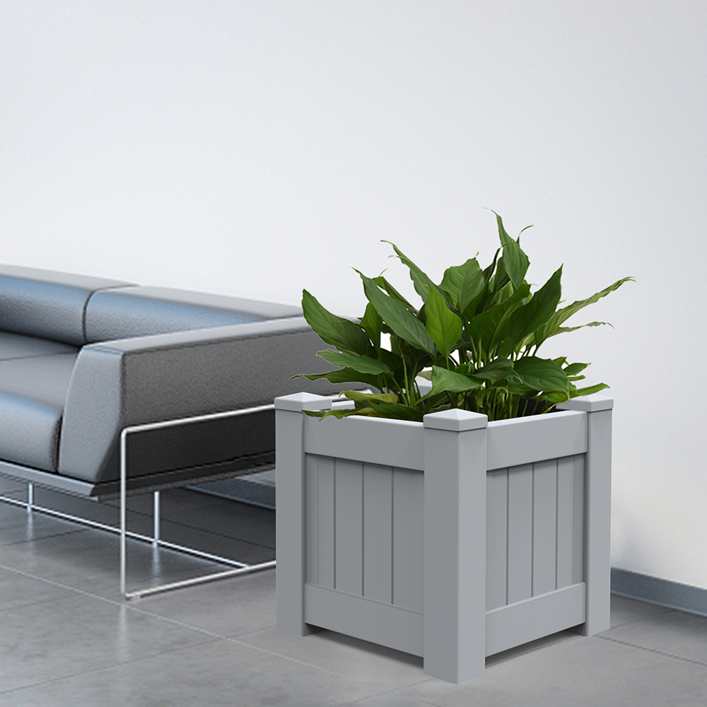 Hamptons Outdoor Square Pvc Planter Box - Dove Grey