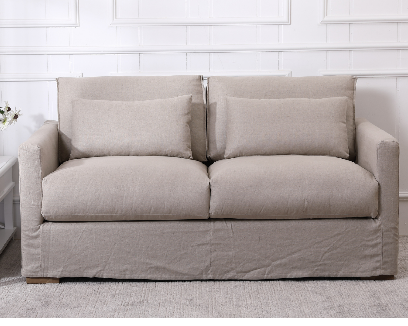 Coastal Hamptons linen slipcover sofa modern