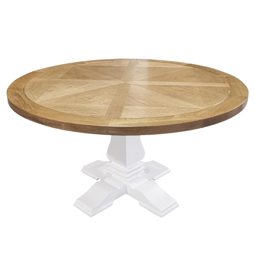 Hannah Parquetry Round Table With White Base