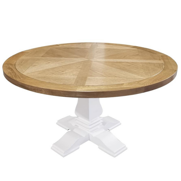 Hannah Parquetry Round Table With White Base