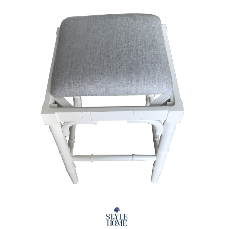 Traditional Chippendale Backless Stool With Padded Linen Seat