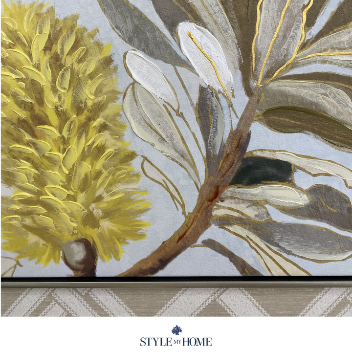 Wattle Canvas In Antique Silver Frame