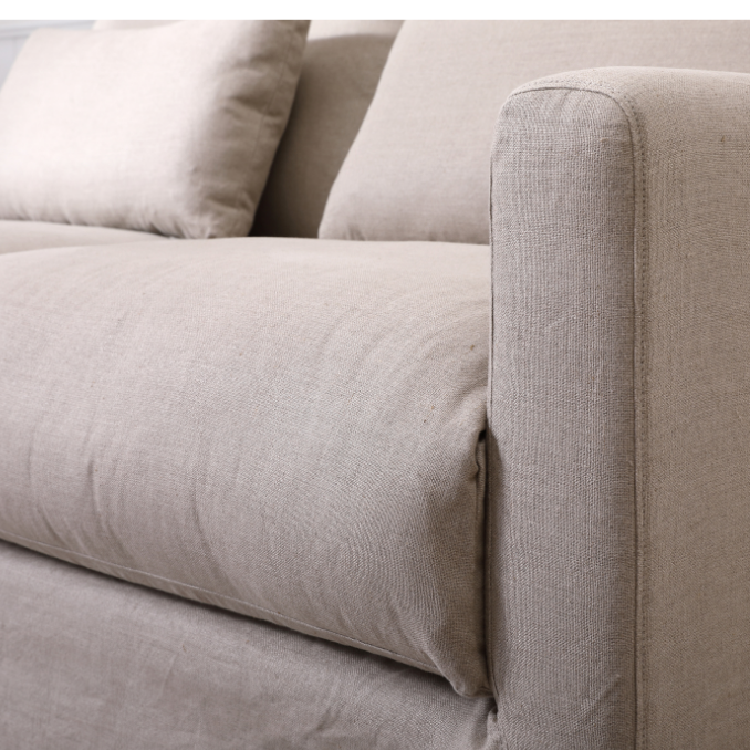 Coastal Hamptons linen slipcover sofa modern