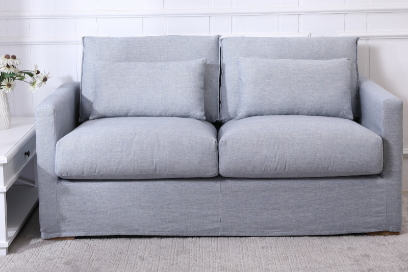 Coastal Hamptons linen slipcover sofa modern