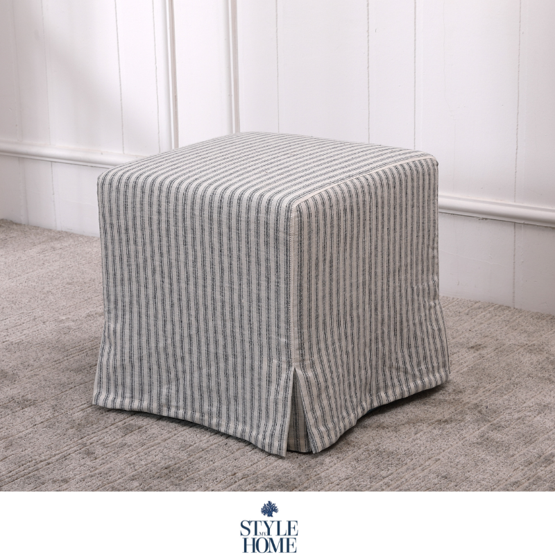 Coastal Hamptons cube ottoman