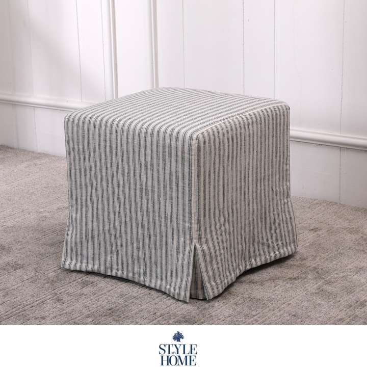 Coastal Hamptons cube ottoman