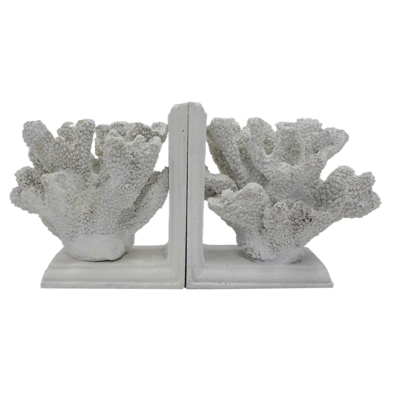 Coral Bookend Set- White