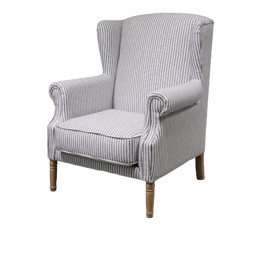 Hamptons stripe wingback armchair