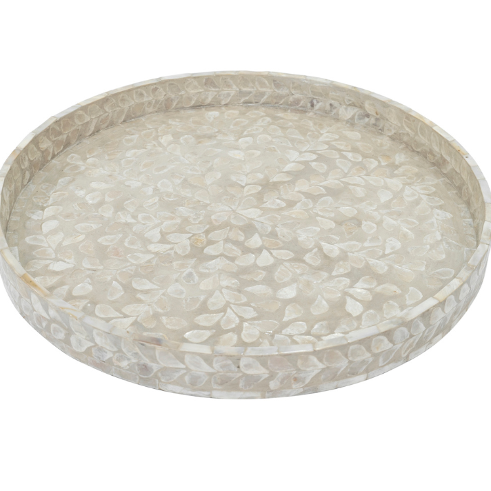 Vine Round Mother Of Pearl Tray- Neutral