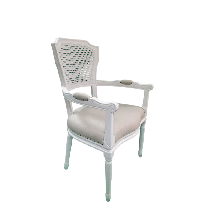 'April' with Arms  Luxury Upholstered Dining Chair Rattan oak country Hamptons carver chair style my home