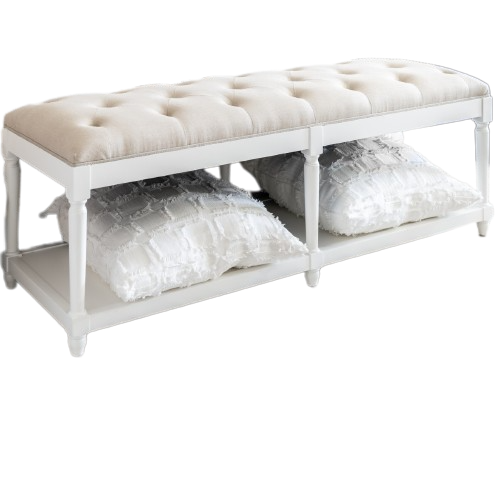 Antoinette Linen Upholstered Oak Bench Seat