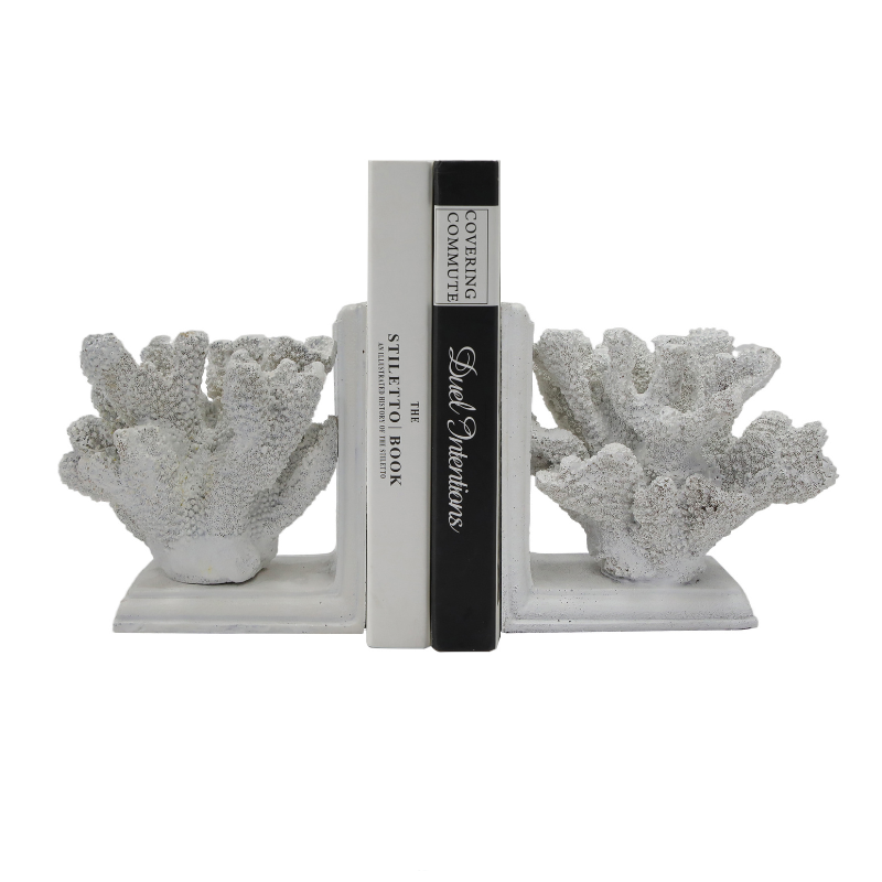 Coral Bookend Set- White