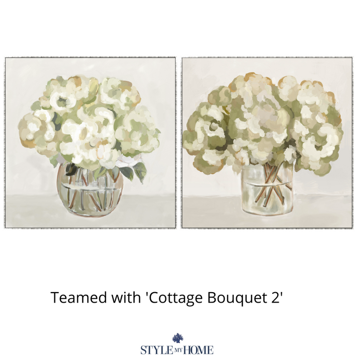 Cottage Flowers 1 Decorative Canvas In Antique Silver Frame