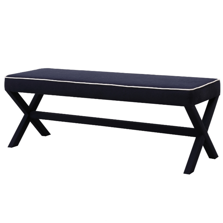 Hamptons cross leg bench seat linen