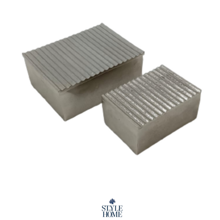 Linear Silver Trinket Box- Set Of 2