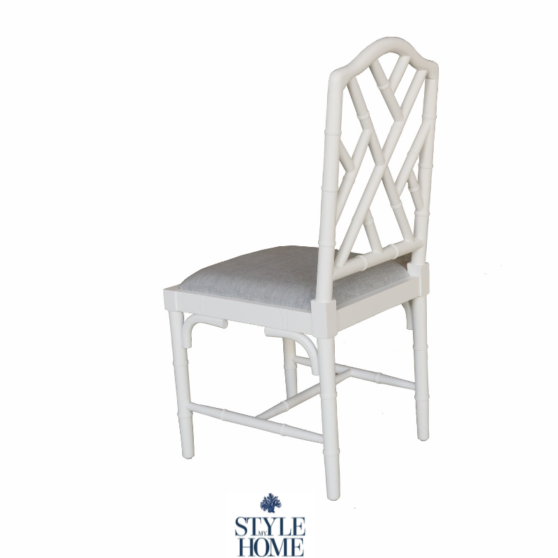 Traditional Chippendale Dining Chair With Padded Linen Seat- Small