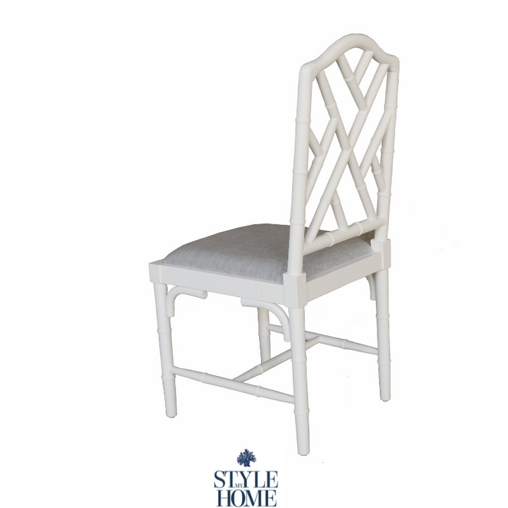 Traditional Chippendale Dining Chair With Padded Linen Seat- Small