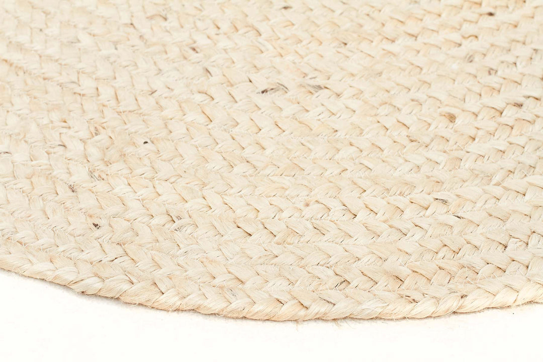 Round Jute Natural Rug Bleached