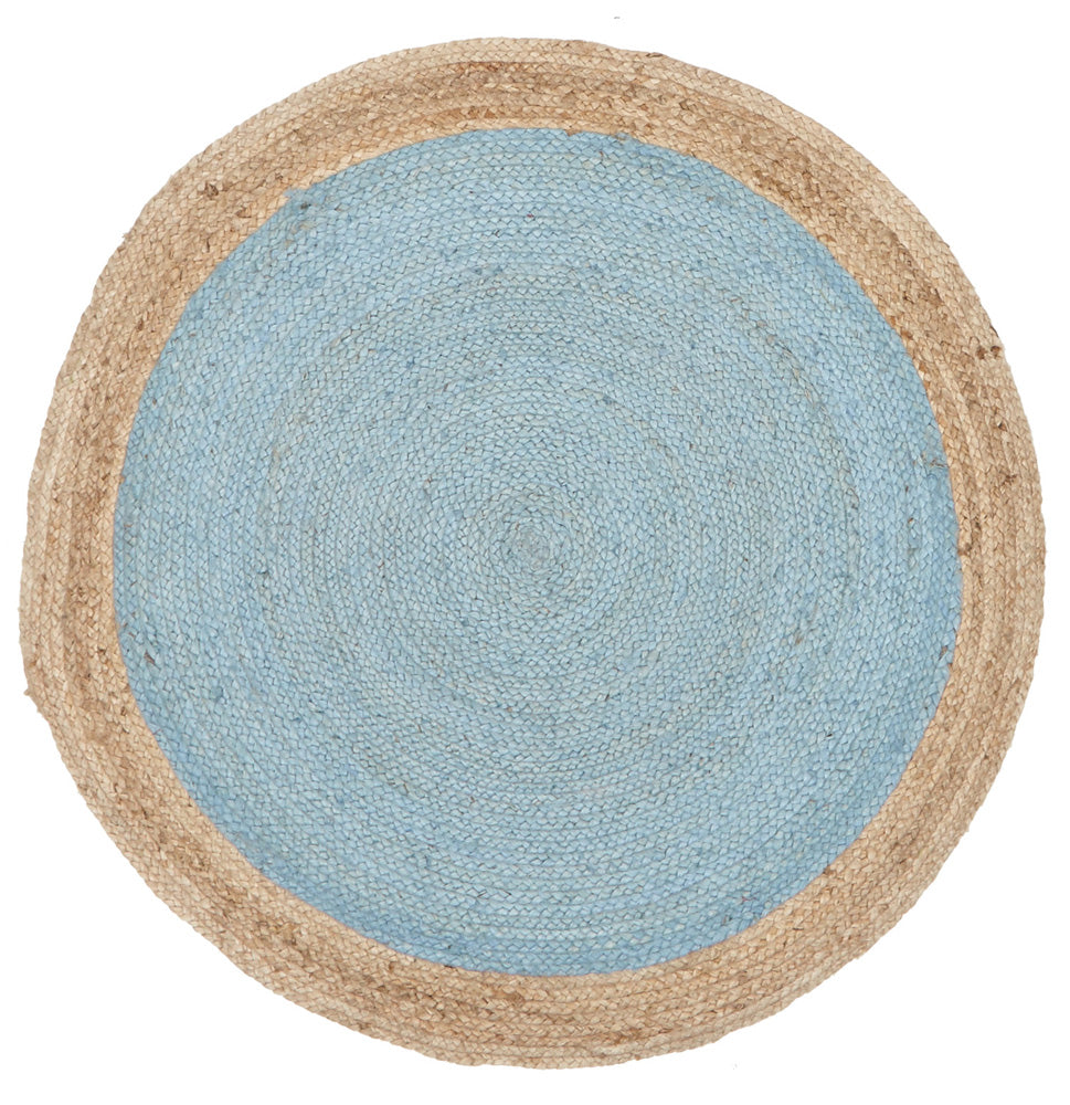 Round Jute Natural Rug Blue