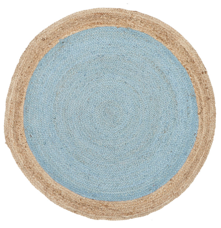 Round Jute Natural Rug Blue