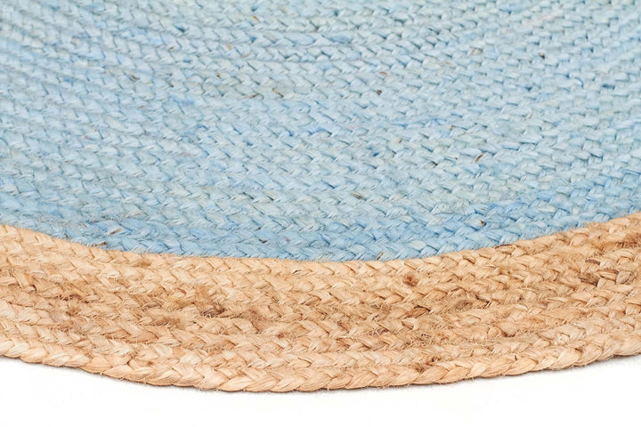 Round Jute Natural Rug Blue