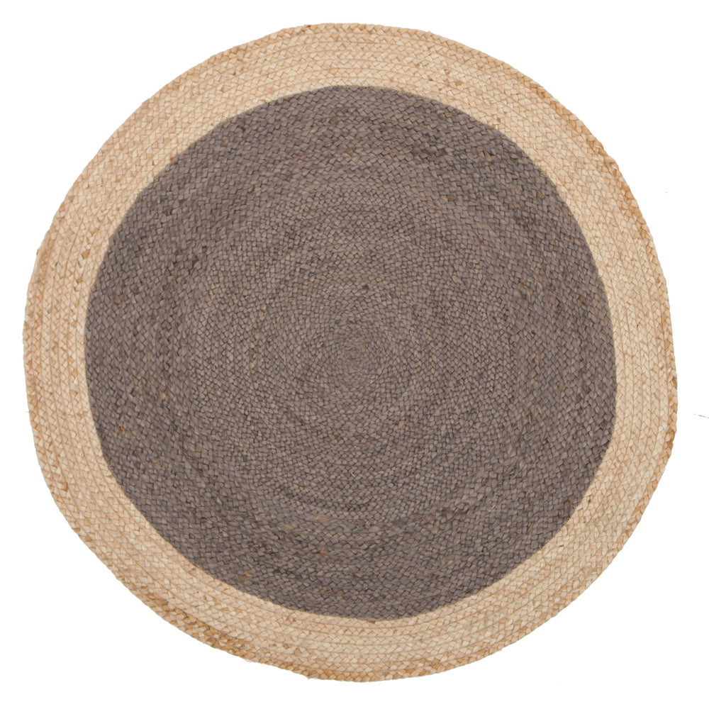 Round Jute Natural Rug Charcoal