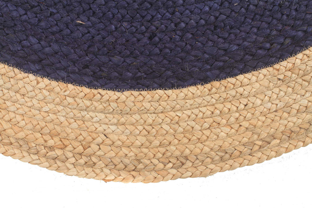 Round Jute Natural Rug Navy