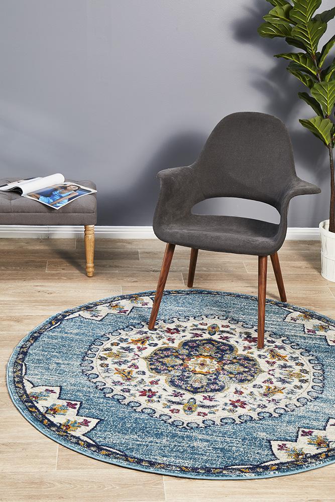 Babylon Blue Round Rug