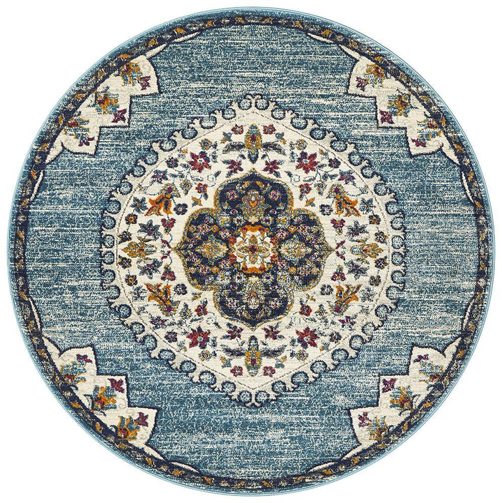 Babylon Blue Round Rug