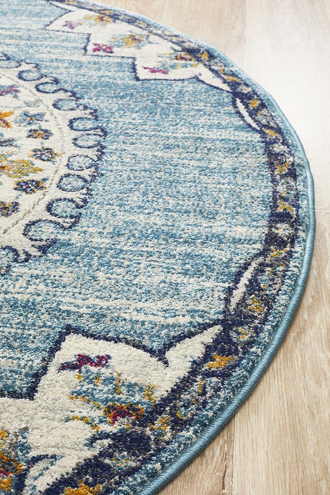 Babylon Blue Round Rug