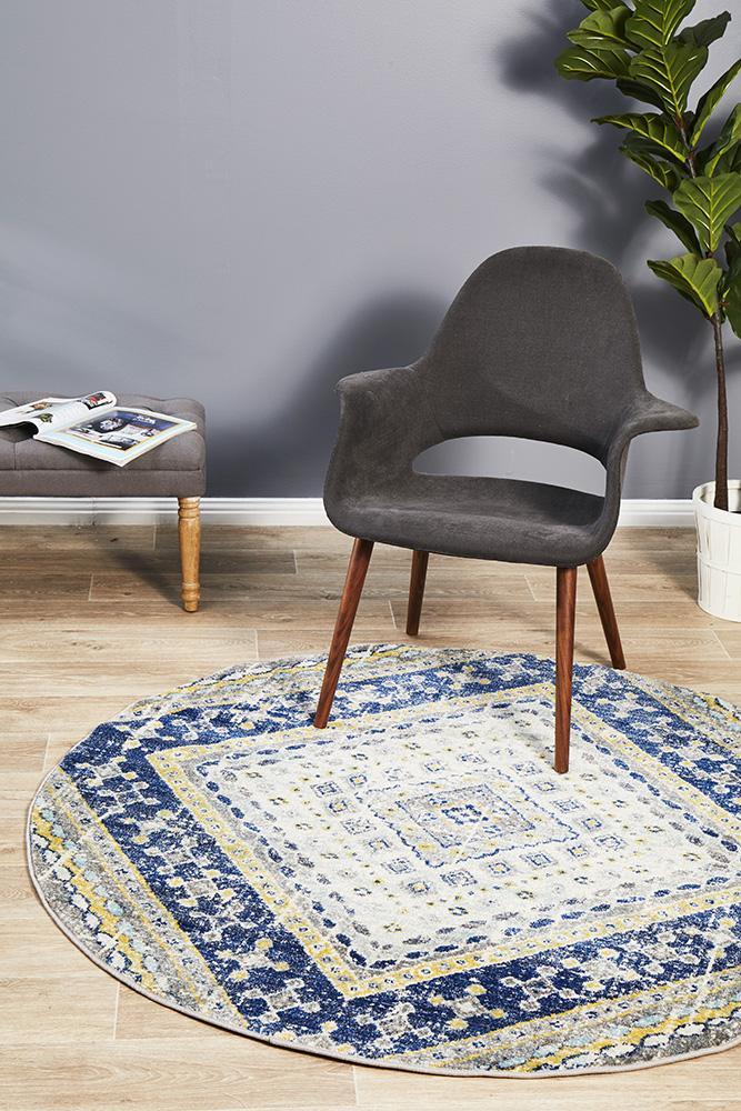 Babylon Summer Navy Round Rug