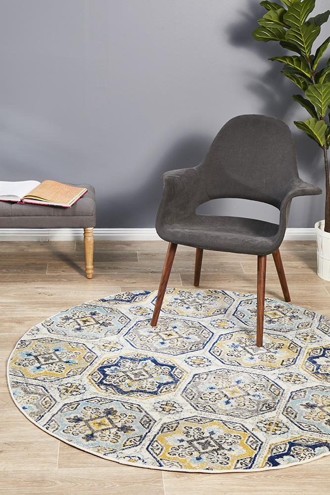 Babylon 204 Blue Round Rug