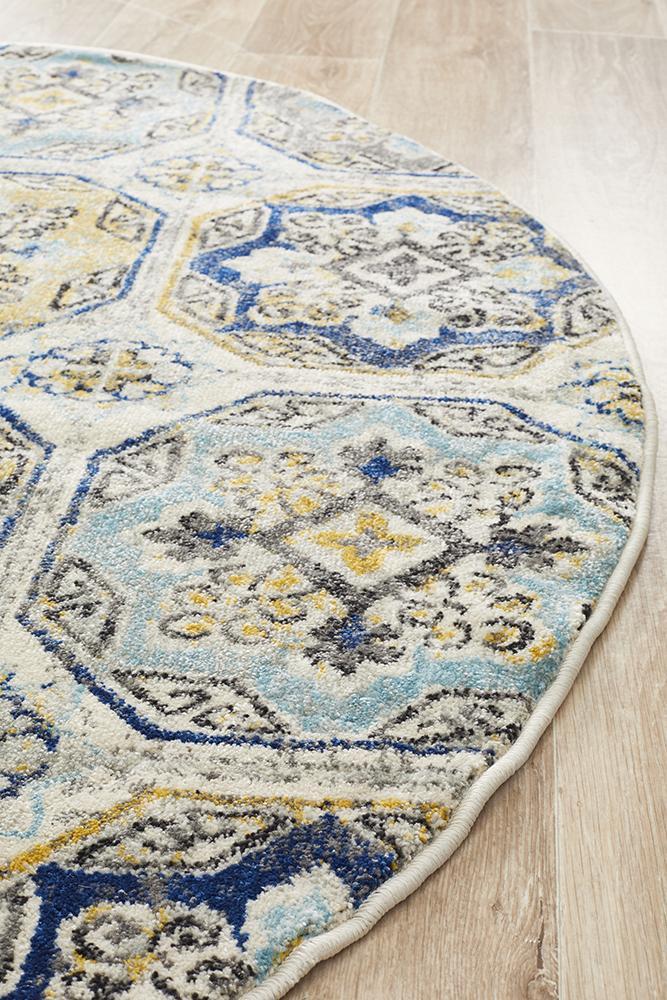 Babylon 204 Blue Round Rug