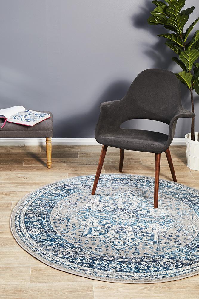 Babylon 207 Blue Round Rug